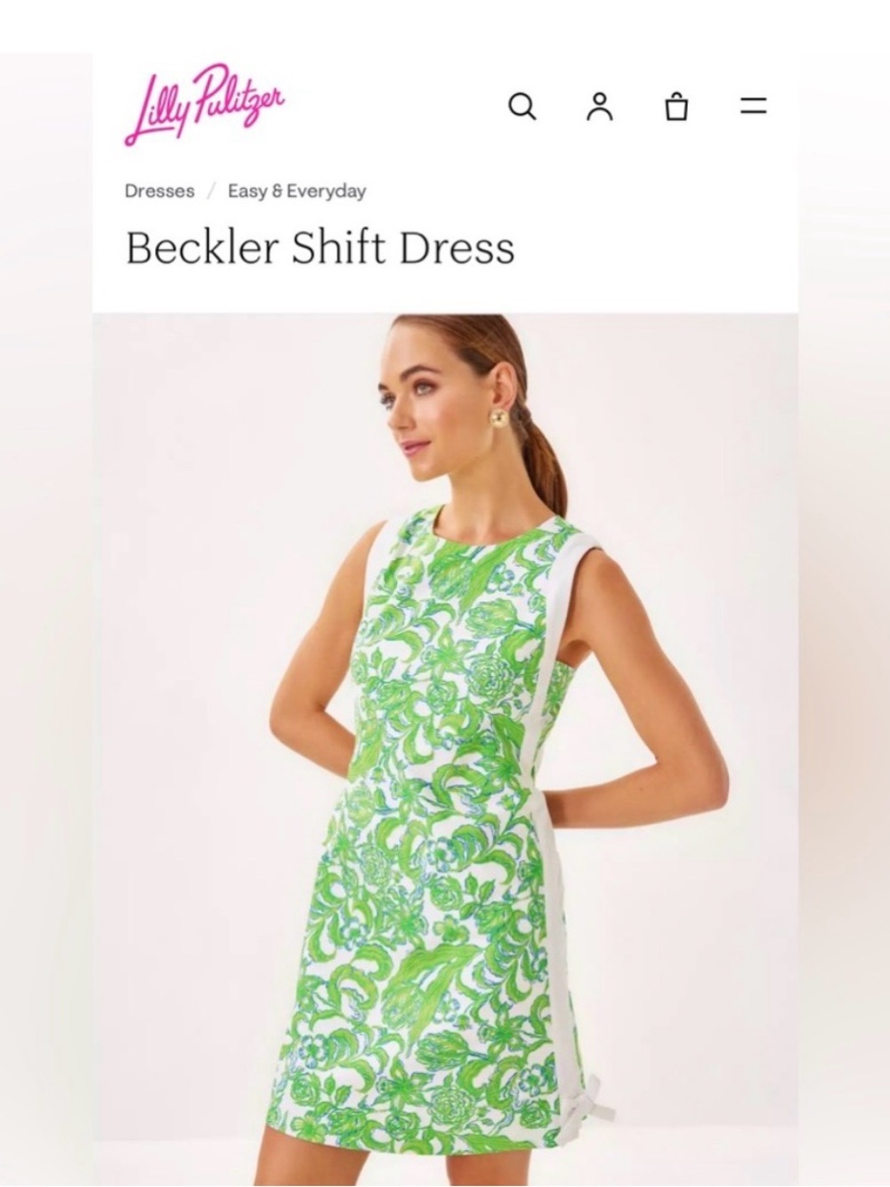 Lilly Pulitzer Green and White Beckler Floral Shift Dress